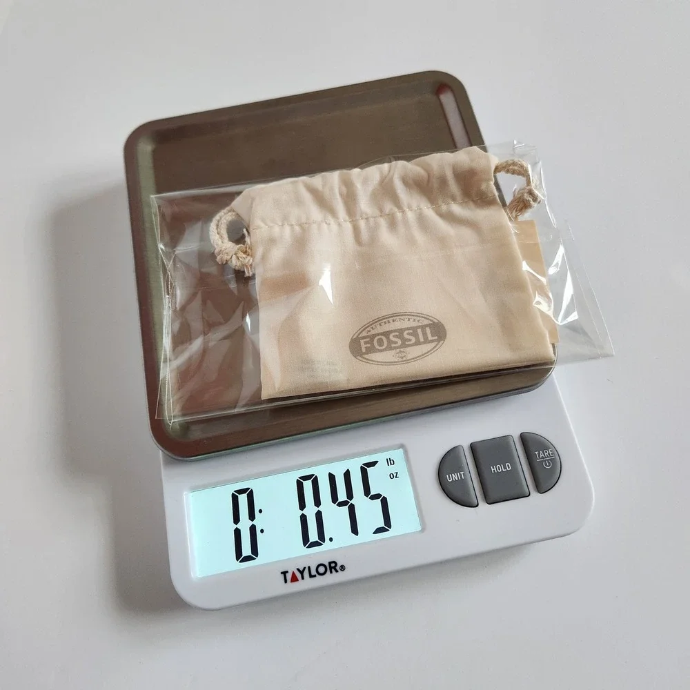 Authentic Fossil Jewelry Pouch Cream Cotton Drawstring‎ Bag